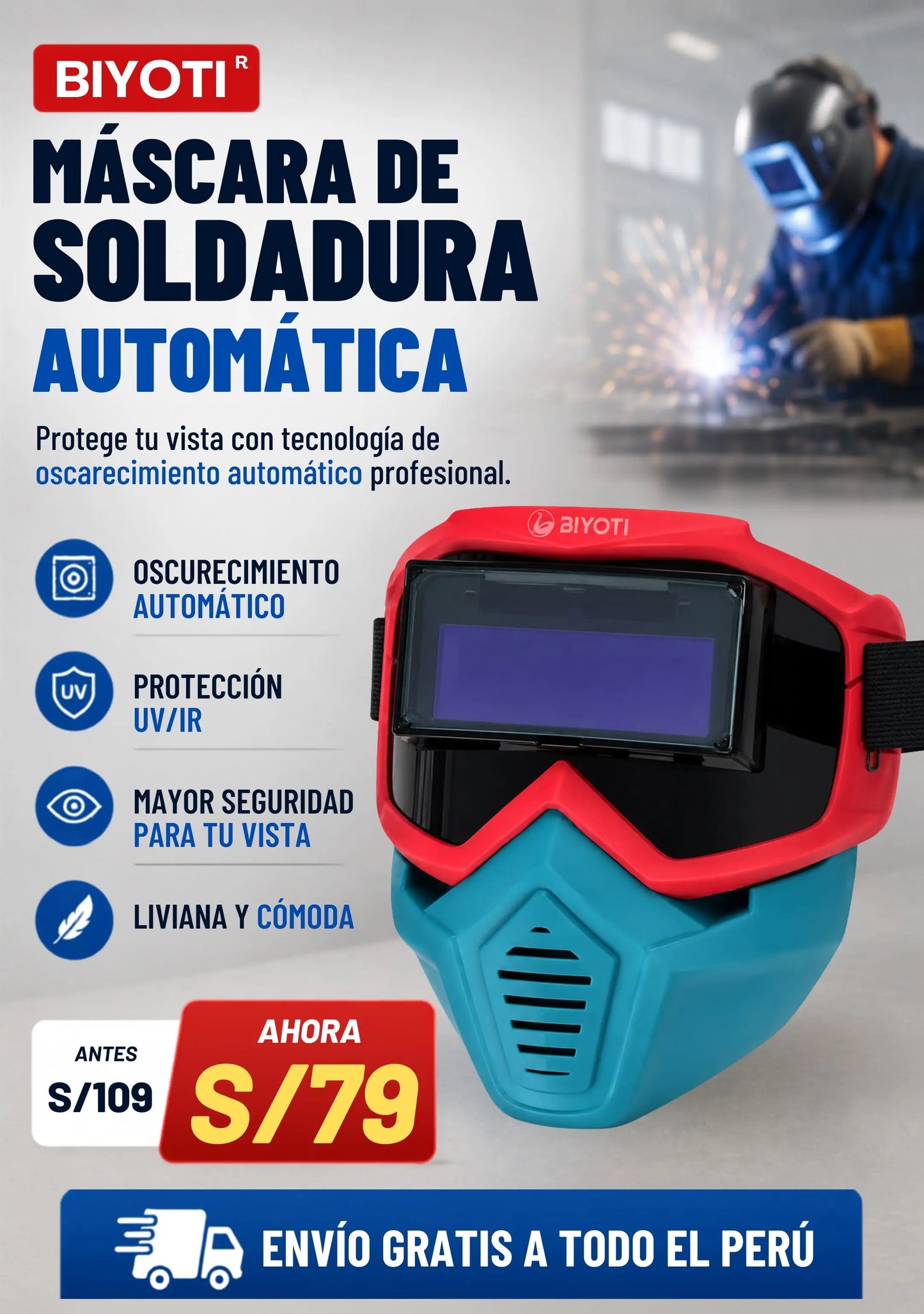 Máscara de Soldadura Automática BIYOTI