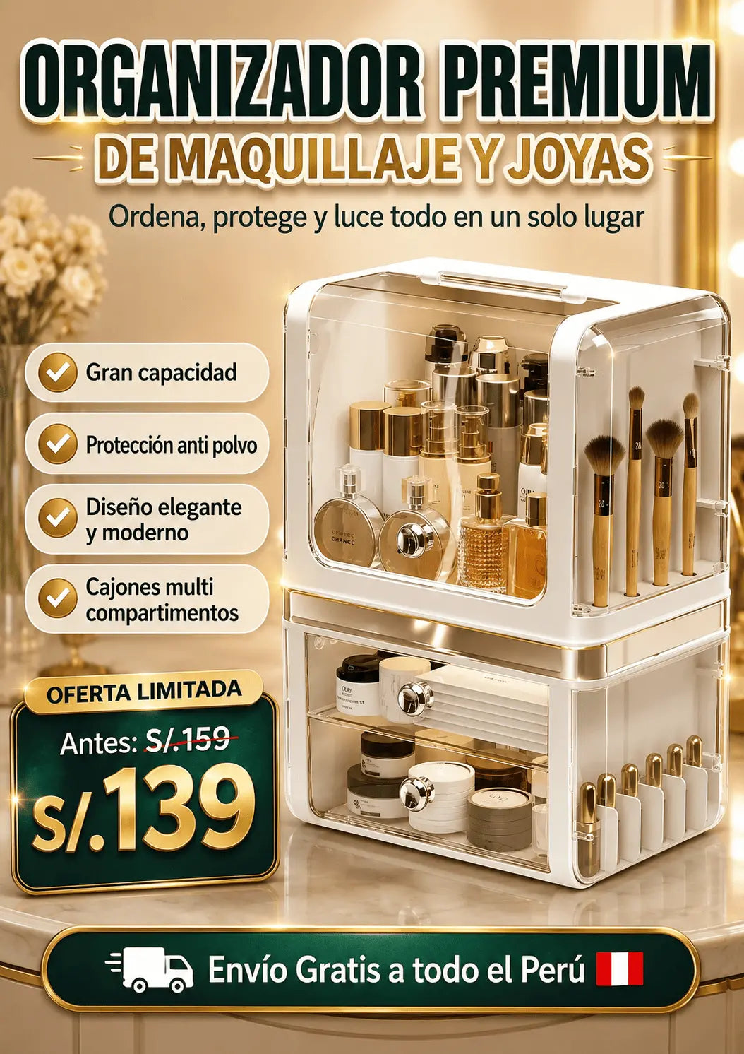 Organizador Premium de Maquillaje y Joyas
